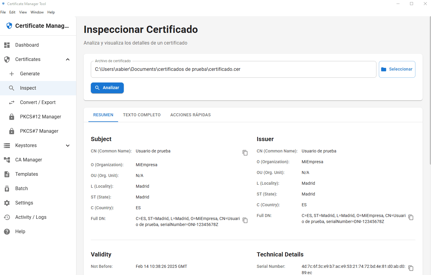 Pantalla de inspeccion de certificados SSL/TLS